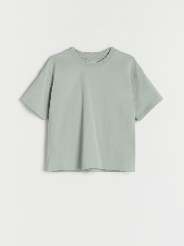 Reserved - tricou din bumbac - verde-oliv deschis