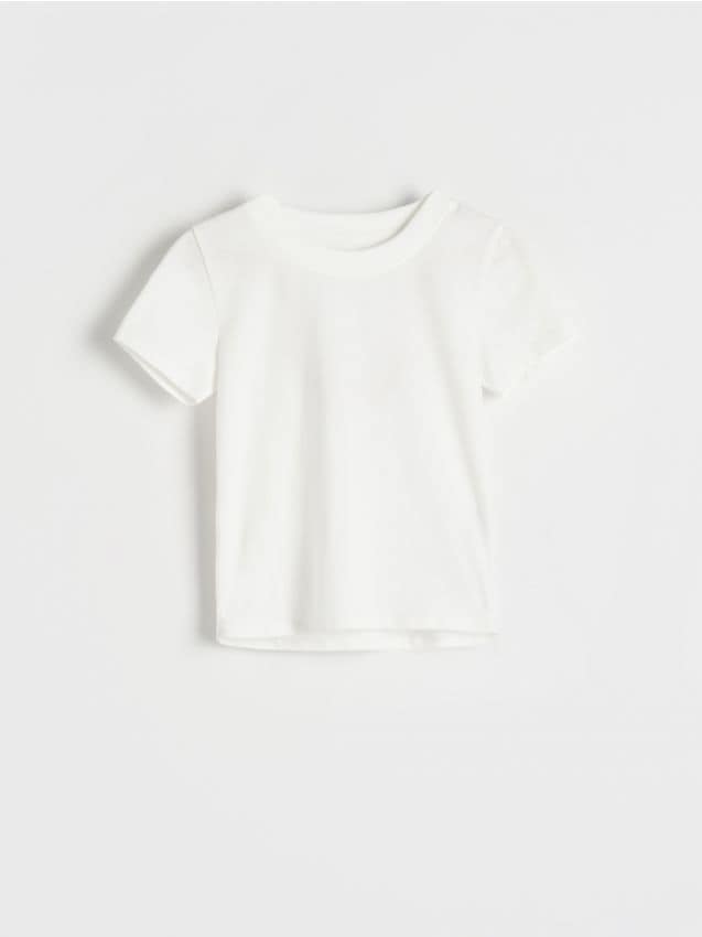 Reserved - tricou basic, cu conținut ridicat de bumbac - crem