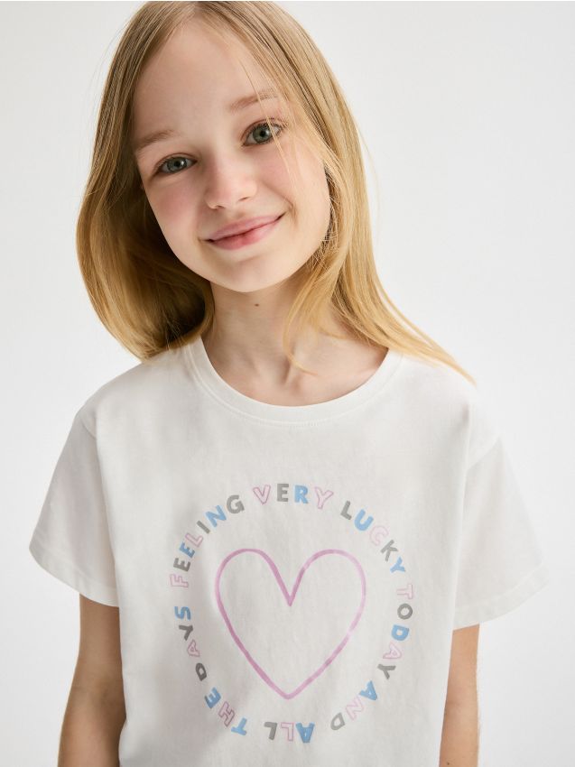 Reserved - tricou din bumbac cu imprimeu - crem