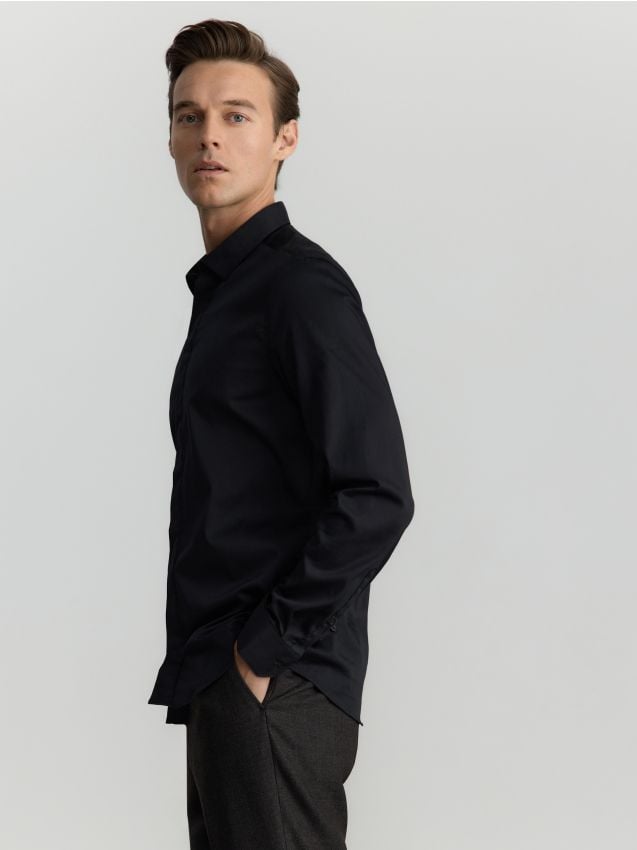 Reserved - Cămașă super slim fit uni - negru