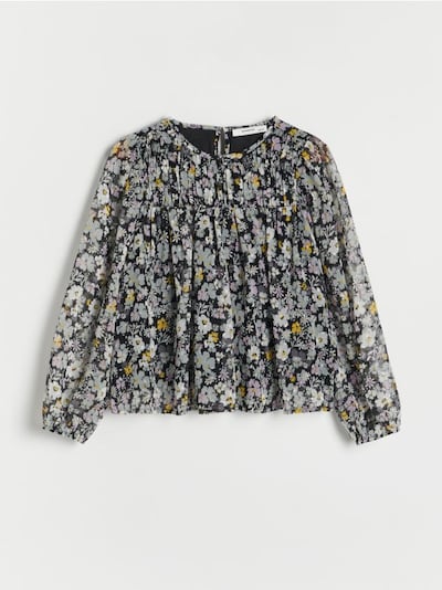 Blomstret bluse