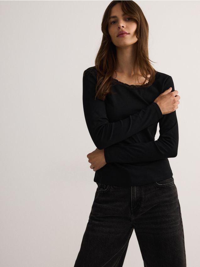 Reserved - LADIES` BLOUSE - negru