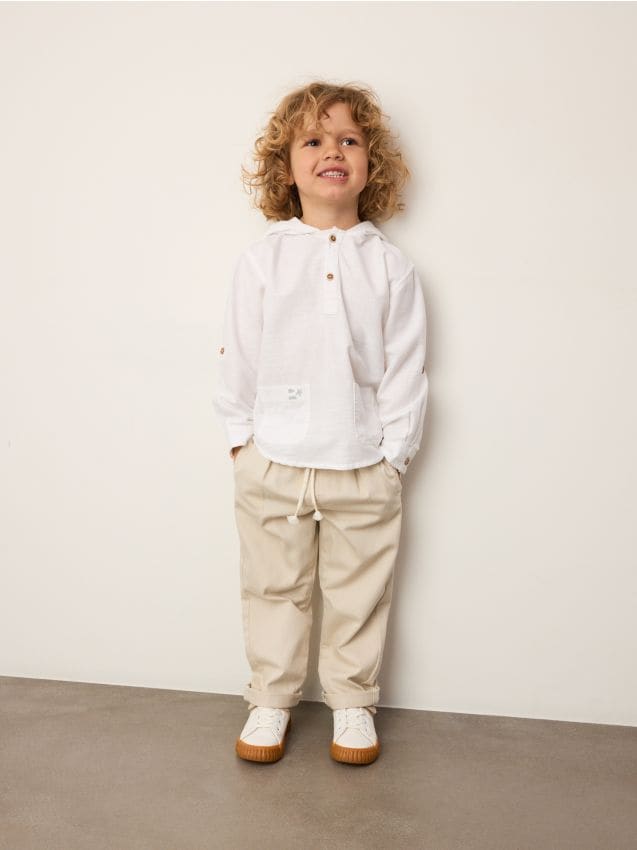 Cotton shirt with hood - RESERVED