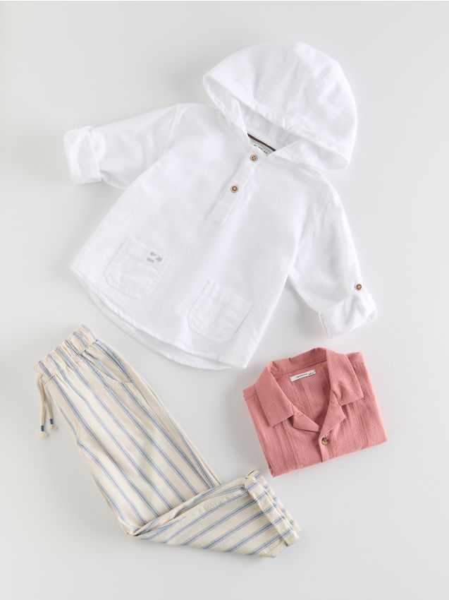 Cotton shirt with hood - RESERVED