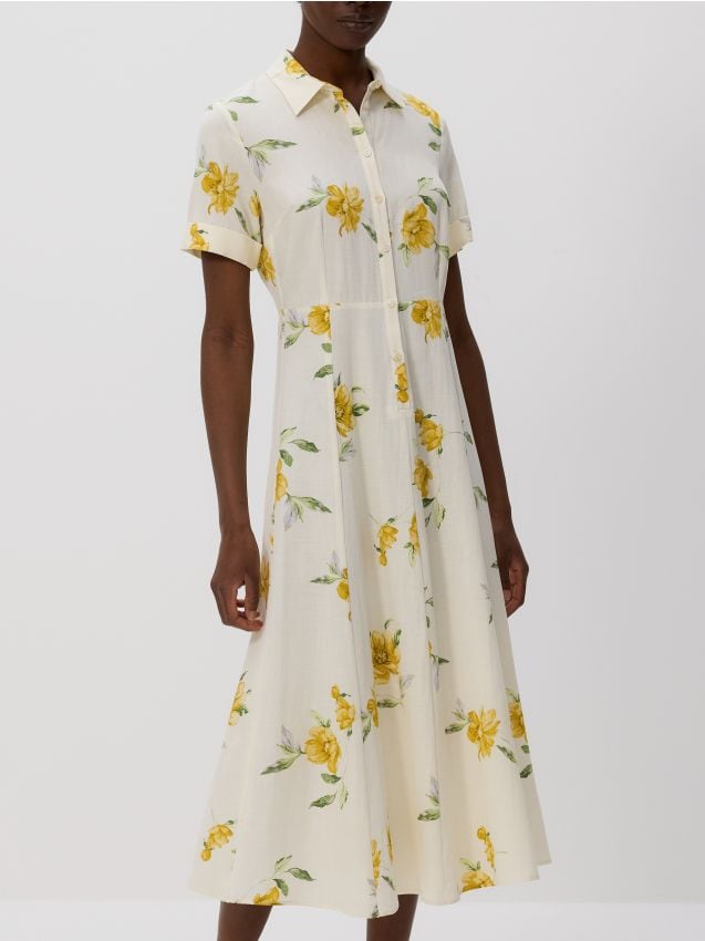 Linen blend midi dress - RESERVED