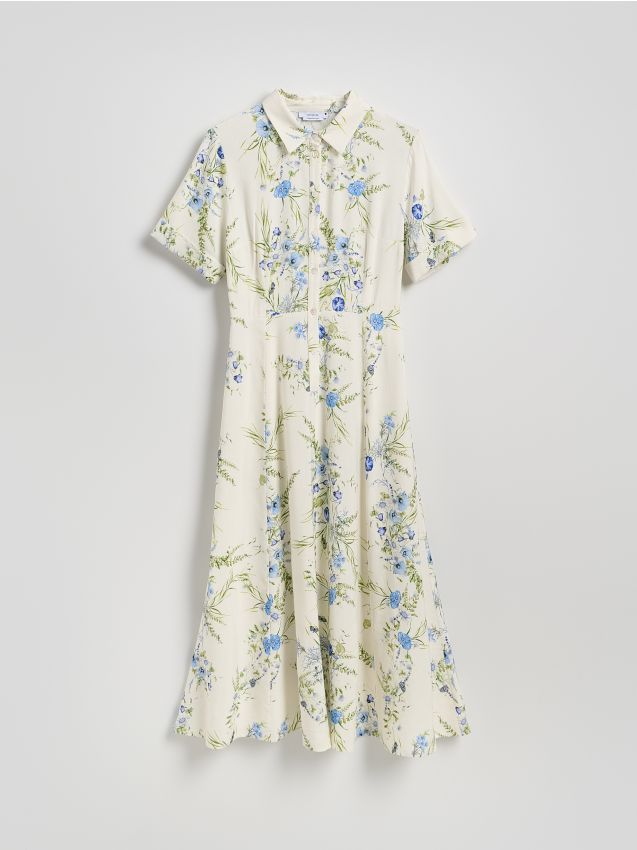 Robe midi en lin majoritaire - RESERVED