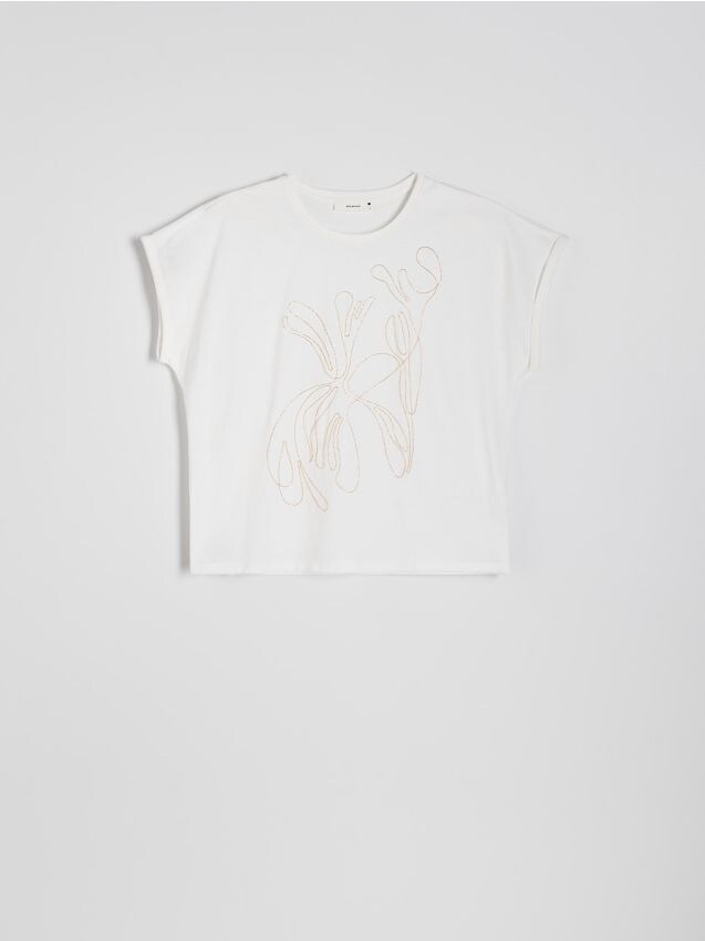 Reserved - tricou tip chimono cu imprimeu - alb