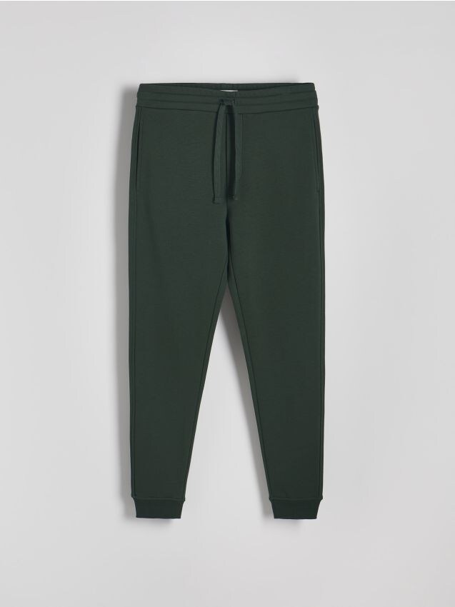 Reserved - pantaloni de molton regular fit - verde-închis