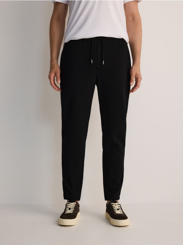 Reserved - Pantaloni slim fit con laccio - nero