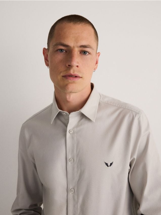 Slim fit shirt with embroidery - RESERVED