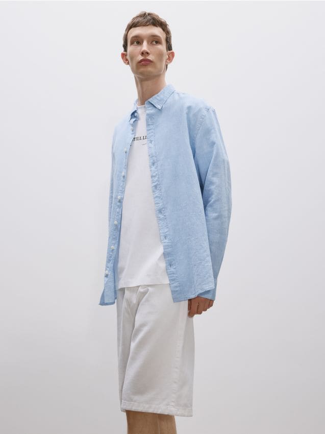 Reserved - Pantaloni scurți loose din denim - alb Reserved - Pantaloni scurți loose din denim - alb