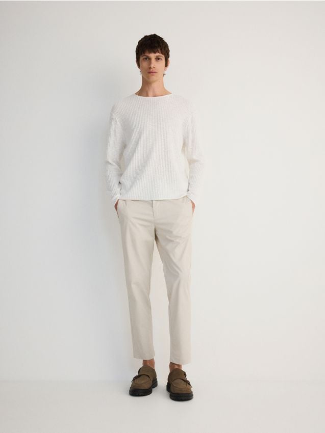Reserved - pantaloni chino slim cu conținut ridicat de bumbac - gri deschis