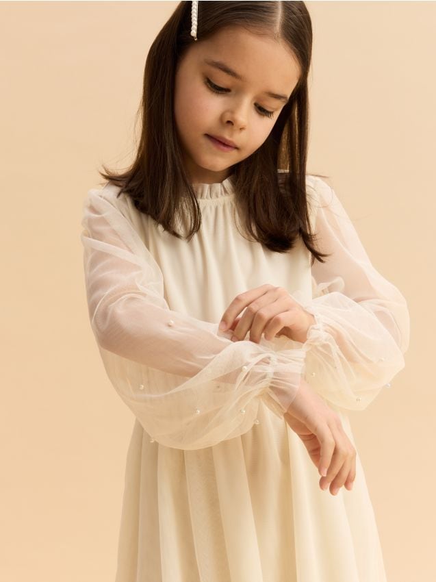 Tulle dress with pearls - RESERVED