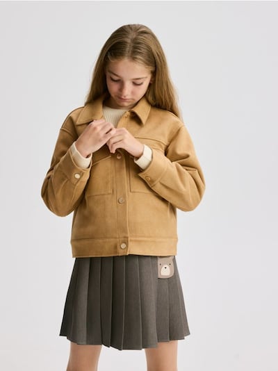 Faux suede cropped jacket