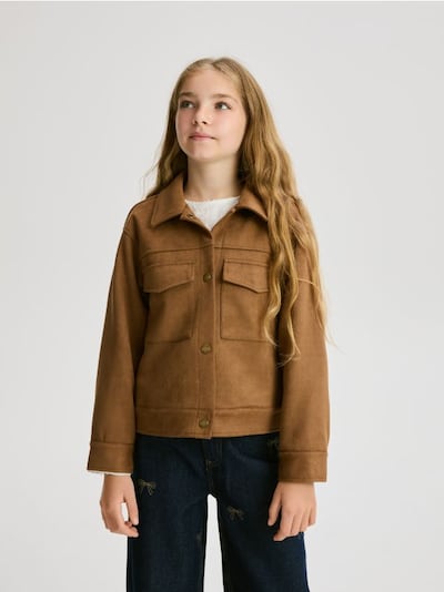 Faux suede cropped jacket