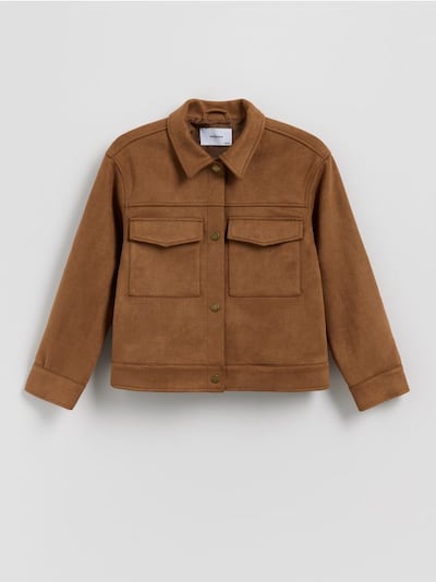 Faux suede cropped jacket