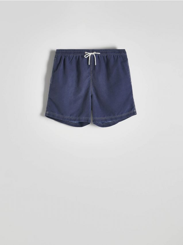 Reserved - pantaloni scurți pentru plajă, cu efect prespălat - indigo