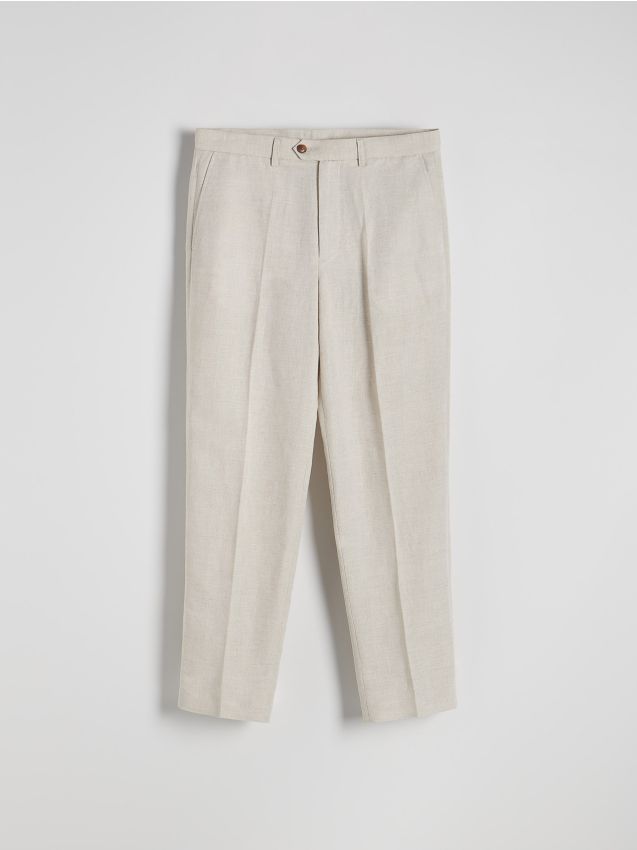 Reserved - pantaloni chino cu adaos de in - bej