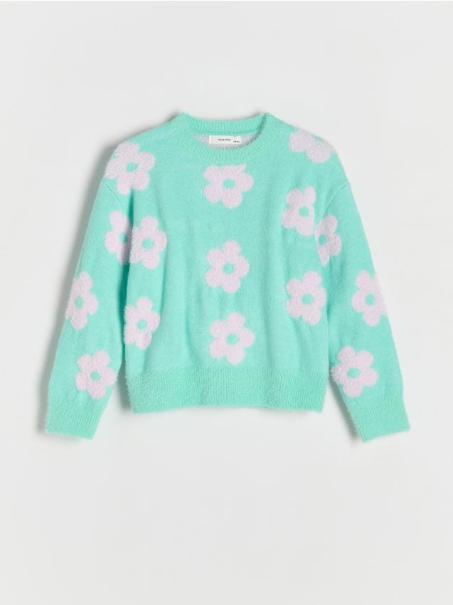 Reserved - Pulover cu model floral - multicolor