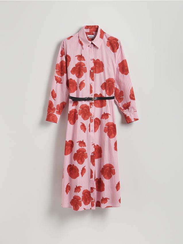 Shirt dress with belt - RESERVED