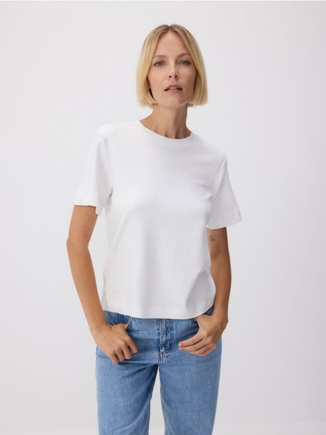 Mercerised organic cotton regular fit T-shirt - RESERVED