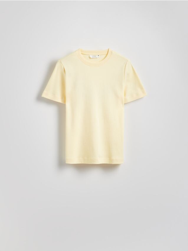 Reserved - Tricou regular fit din bumbac mercerizat - nude