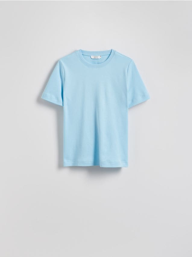 Reserved - Tricou regular fit din bumbac mercerizat - turcoaz-pal