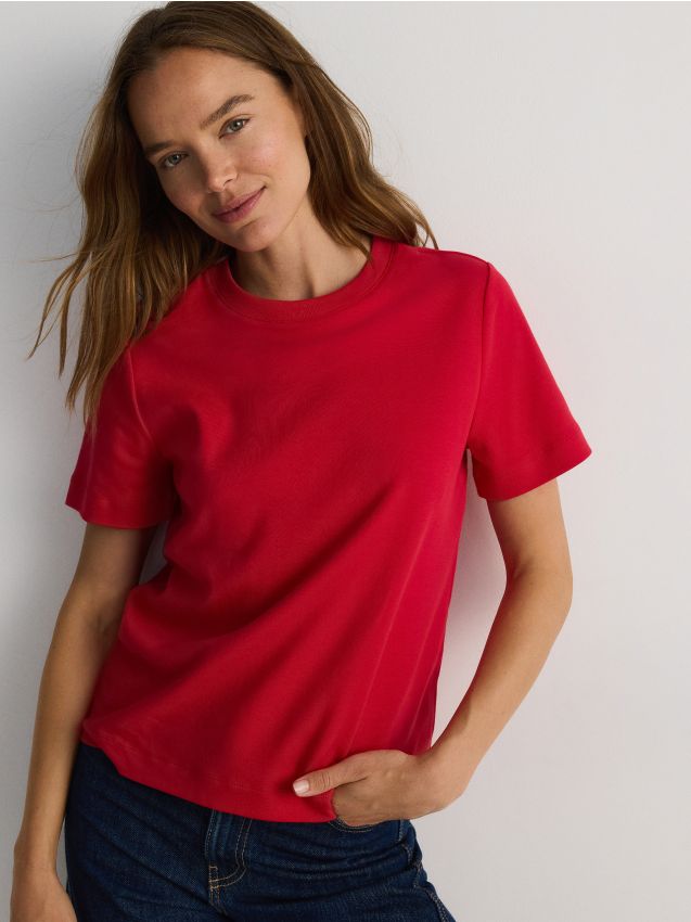 Mercerised organic cotton regular fit T-shirt - RESERVED