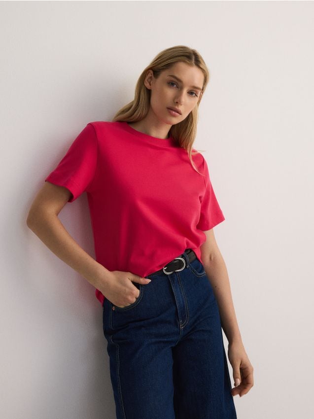 Mercerised organic cotton regular fit T-shirt - RESERVED