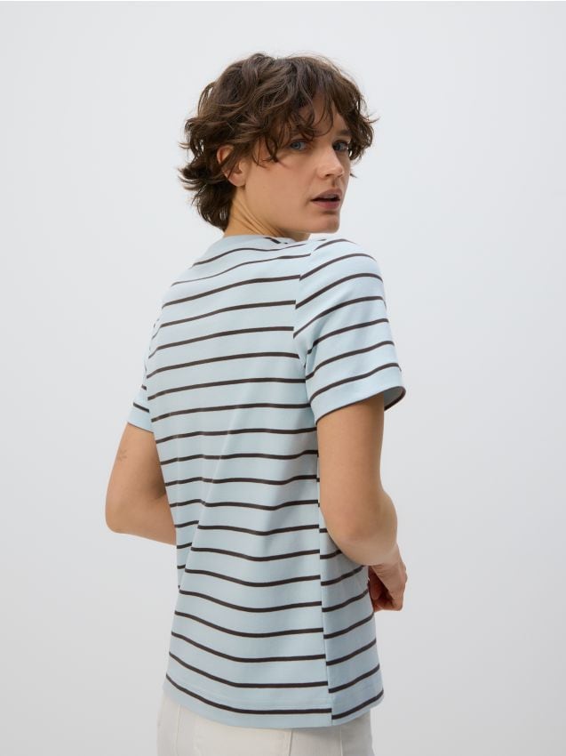 Reserved - Tricou regular fit din bumbac mercerizat - albastru-deschis Reserved - Tricou regular fit din bumbac mercerizat - albastru-deschis