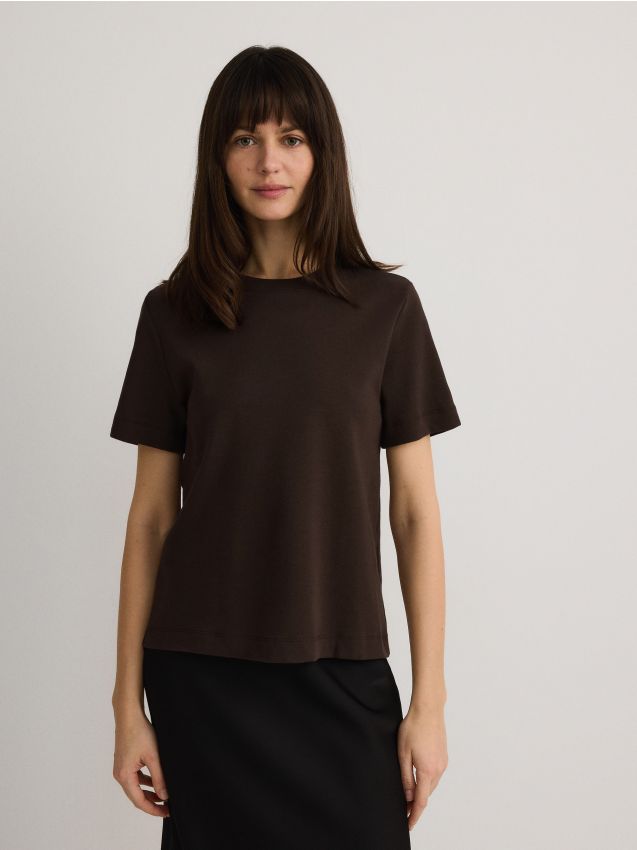 Mercerised organic cotton regular fit T-shirt - RESERVED