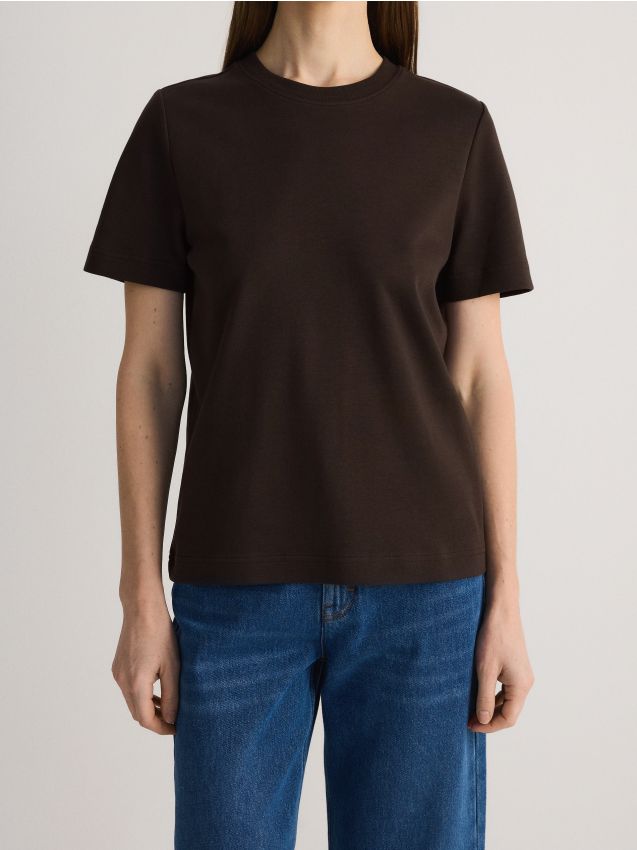 Mercerised organic cotton regular fit T-shirt - RESERVED
