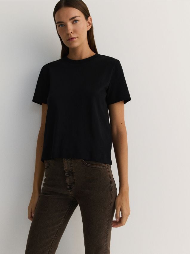 T-shirt regular fit en coton mercerisé