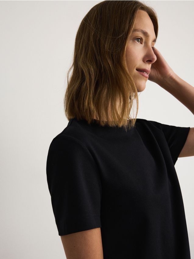 Reserved - tricou din bumbac mercerizat - negru