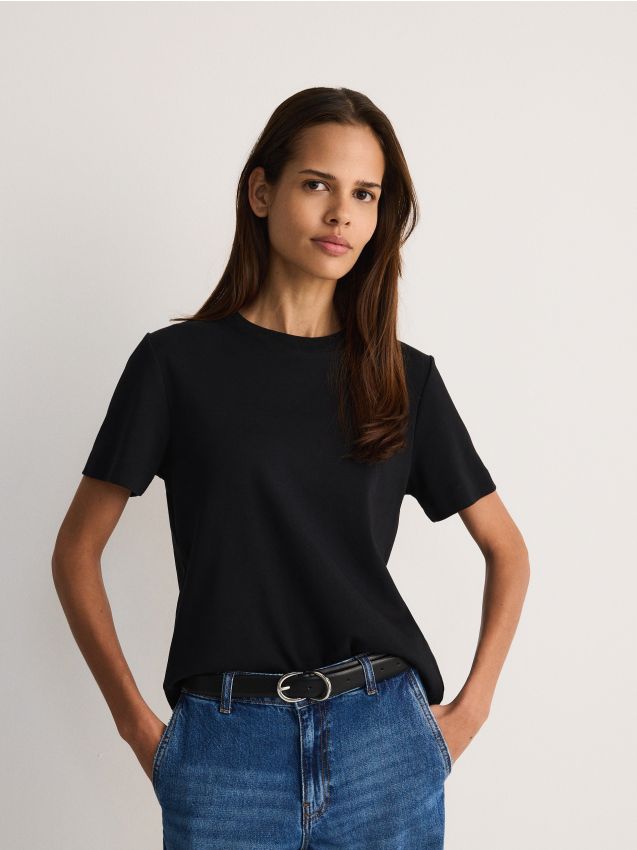 Mercerised organic cotton regular fit T-shirt - RESERVED