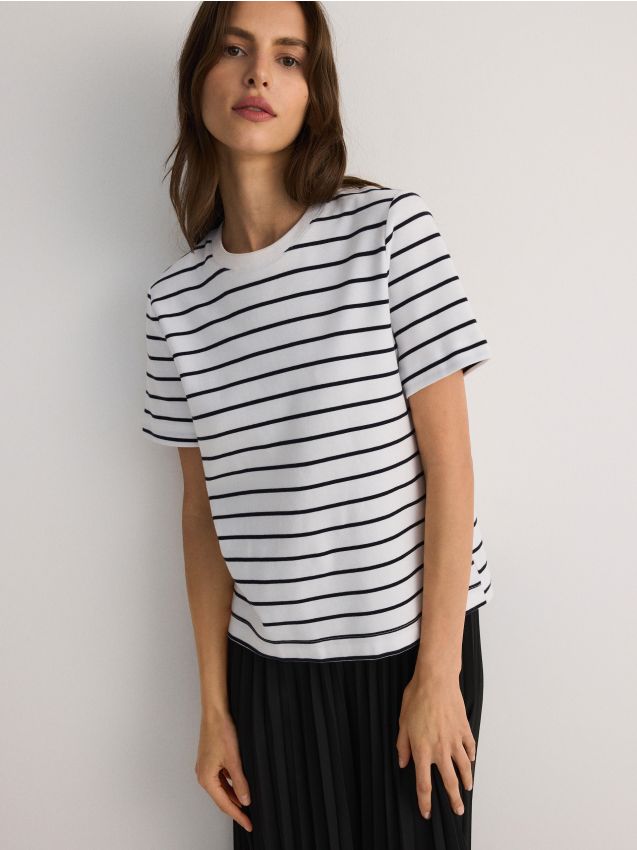 Mercerised organic cotton regular fit T-shirt - RESERVED