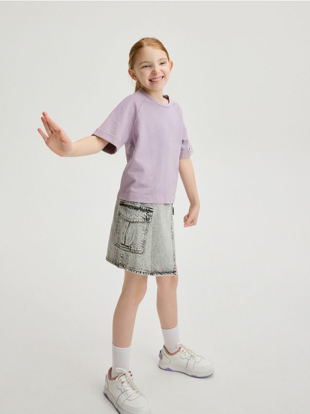 Reserved - tricou din bumbac cu efect prespălat - violet