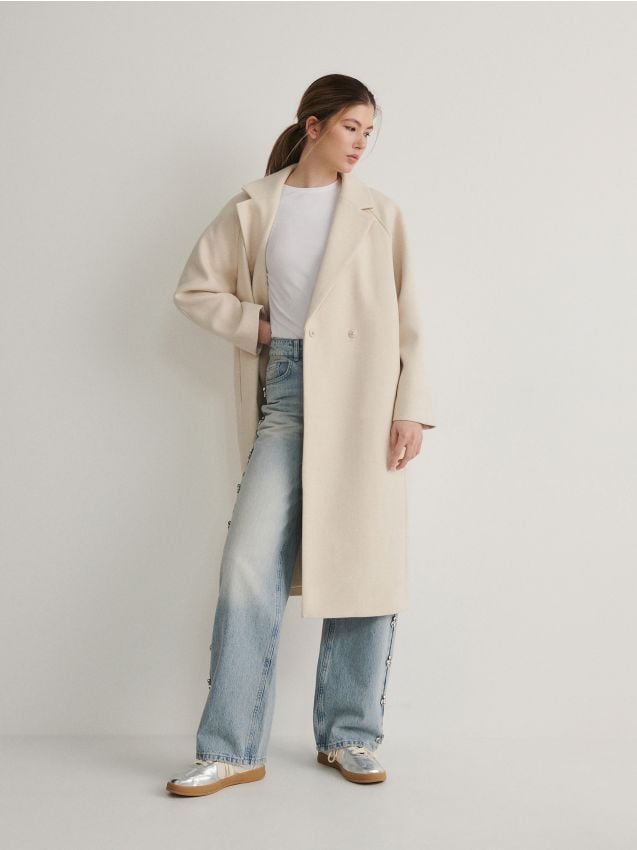 Oversize-Mantel aus Wollmischung Farbe beige - RESERVED - 2305T-02M