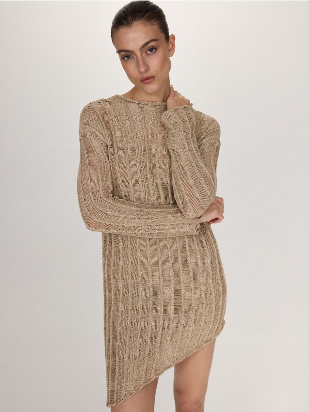 Reserved - rochie mini cu efect metalizat - auriu