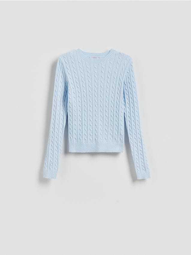 Reserved - Pulover cu model decorativ - albastru-pal