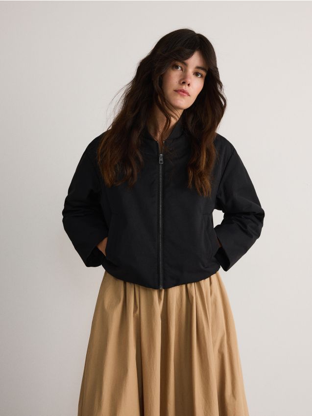 Reserved - geacă oversized scurtă - negru