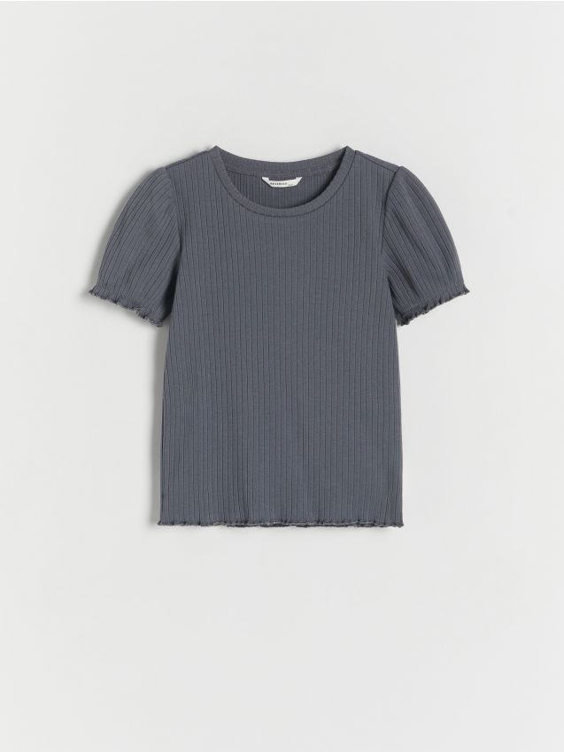 Reserved - tricou din tricot striat - gri-închis