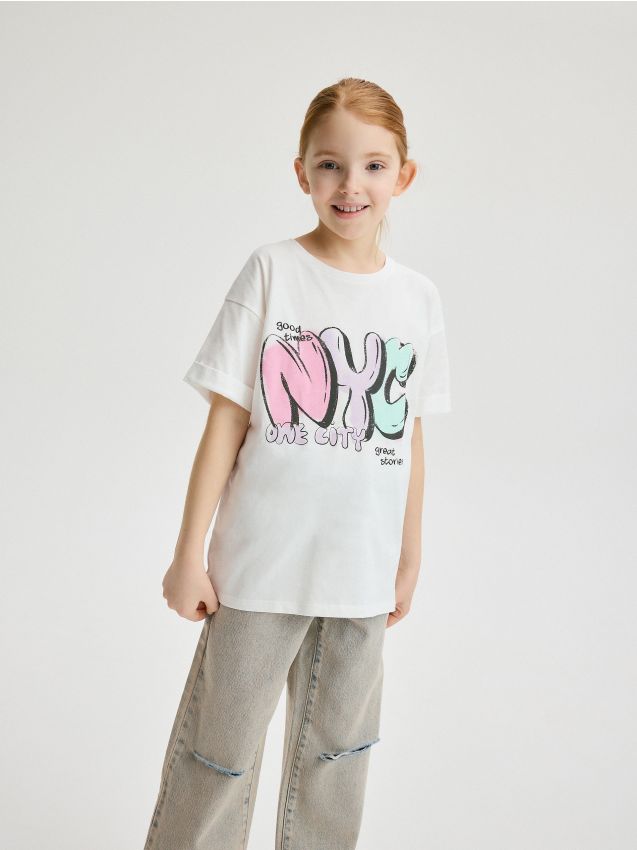 Reserved - t-shirt cu imprimeu - crem