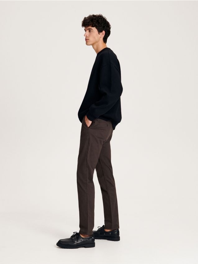 Reserved - pantaloni chino slim fit - maro-închis