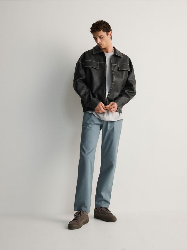 Reserved - Pantaloni chino slim fit - Albastru metalizat