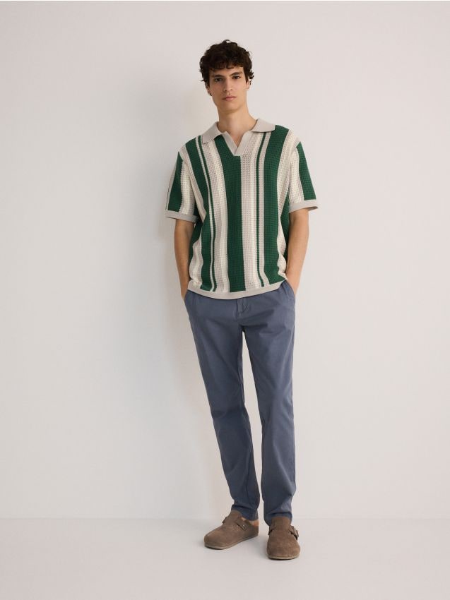 Reserved - pantaloni chino slim fit - verde-metalizat