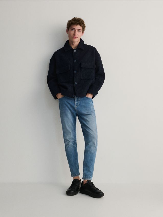 Reserved - blugi carrot slim - albastru
