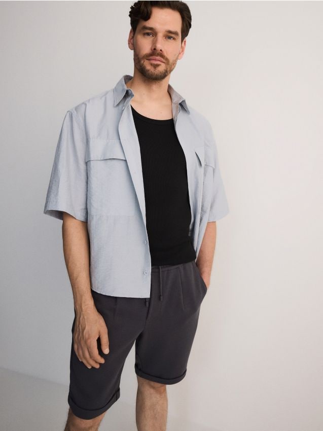 Reserved - pantaloni scurți regular - negru-antracit