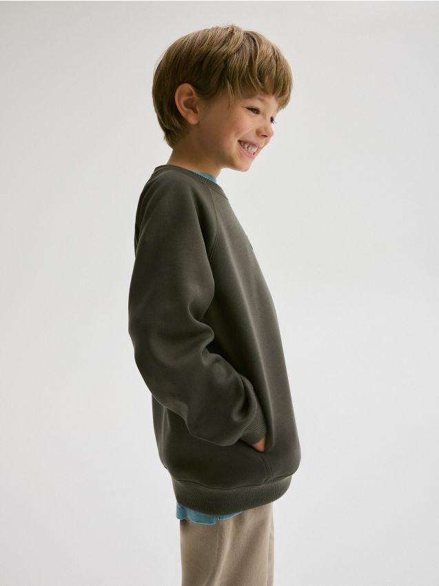 Reserved - bluză sport oversized - verde-maroniu