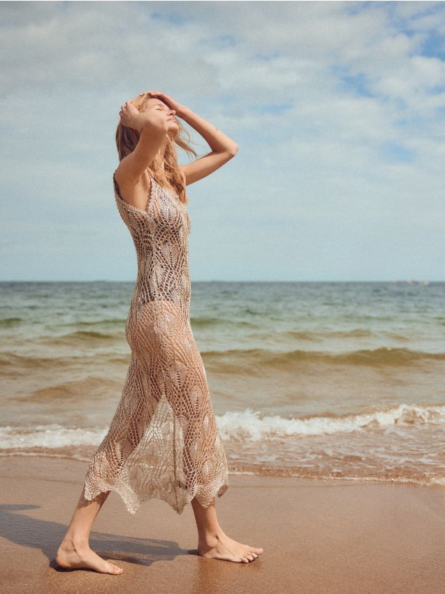 Longline beach cover-up with sequins - RESERVED